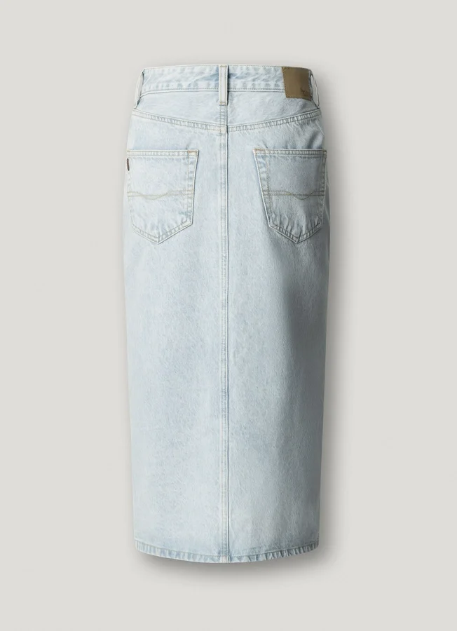 Falda midi de denim de corte ajustado Falda midi de denim de corte ajustado
