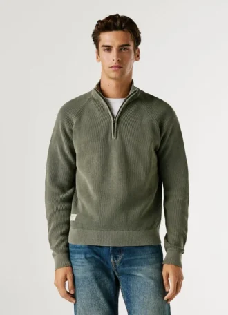 Jersey de cuello alto con media cremallera