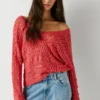 Jersey de punto calado con cuello en V