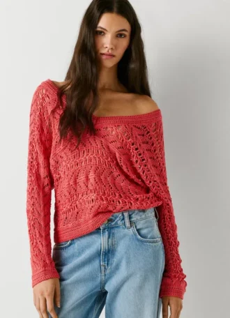Jersey de punto calado con cuello en V