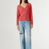 Jersey de punto calado con cuello en V