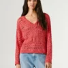 Jersey de punto calado con cuello en V