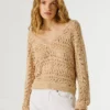 Jersey de punto calado con cuello en V