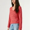 Jersey de punto calado con cuello en V