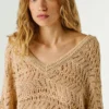 Jersey de punto calado con cuello en V