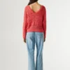 Jersey de punto calado con cuello en V