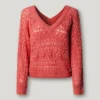 Jersey de punto calado con cuello en V