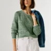 Jersey de punto calado con cuello redondo