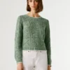 Jersey de punto calado con cuello redondo