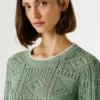 Jersey de punto calado con cuello redondo