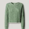 Jersey de punto calado con cuello redondo