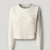 Jersey de punto calado con cuello redondo