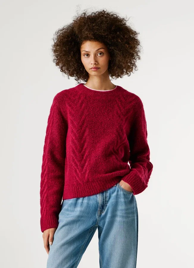 Jersey de punto con cuello redondo Jersey de punto con cuello redondo