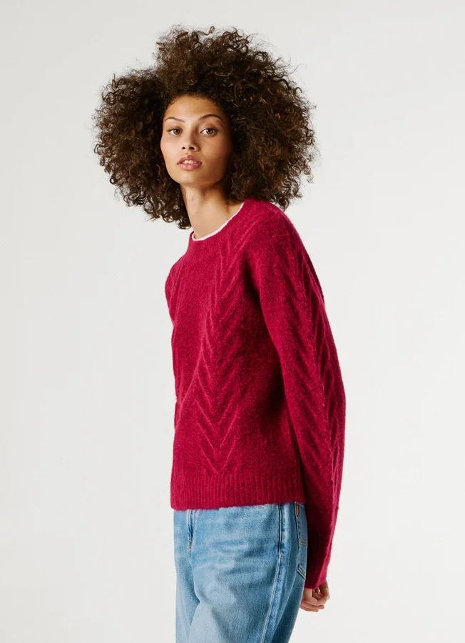 Jersey de punto con cuello redondo Jersey de punto con cuello redondo