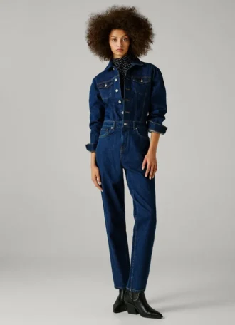 Mono largo de denim de corte recto