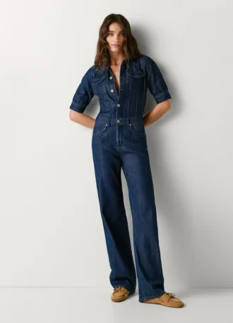 Mono largo de denim de corte recto