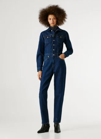 Mono largo de denim de corte recto