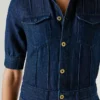Mono largo de denim de corte recto Mono largo de denim de corte recto