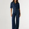 Mono largo de denim de corte recto Mono largo de denim de corte recto