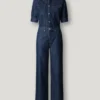 Mono largo de denim de corte recto Mono largo de denim de corte recto