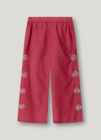 Pantalones anchos con bordado floral
