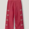 Pantalones anchos con bordado floral