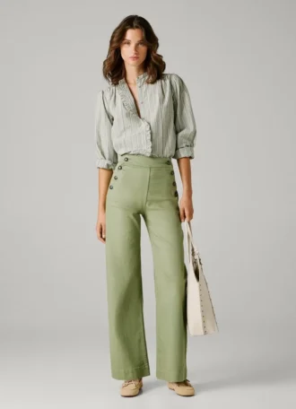 Pantalones anchos con botones delanteros