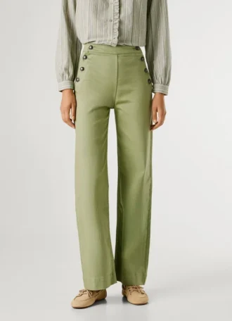 Pantalones anchos con botones delanteros