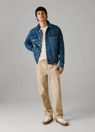 Pantalones chinos de popelín de corte holgado