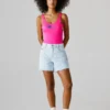 Pantalones cortos de denim rígido con corte en A
