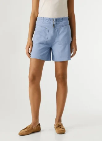 Pantalones cortos de sarga con cintura tipo paperbag