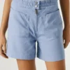Pantalones cortos de sarga con cintura tipo paperbag