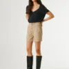 Pantalones cortos de sarga con cintura tipo paperbag
