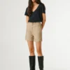 Pantalones cortos de sarga con cintura tipo paperbag