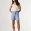 Pantalones cortos de sarga con cintura tipo paperbag