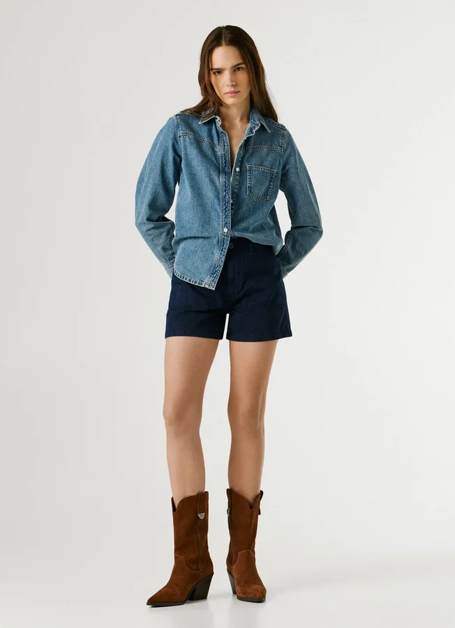 Pantalones cortos de sarga elástica Pantalones cortos de sarga elástica