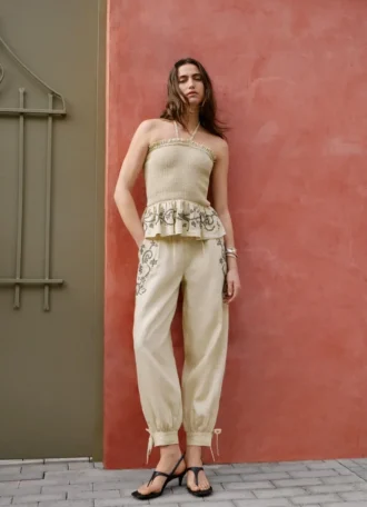 Pantalones de lino de pierna ancha