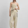 Pantalones de lino de pierna ancha