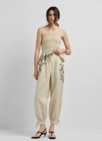 Pantalones de lino de pierna ancha