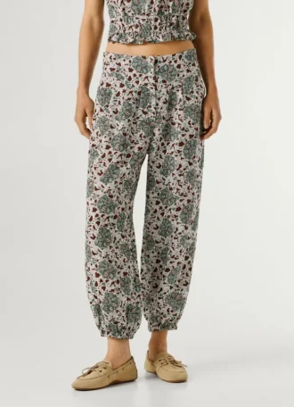 Pantalones de pierna ancha con estampado floral
