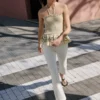 Pantalones elásticos de corte acampanado