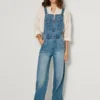 Peto largo de denim de corte regular Peto largo de denim de corte regular