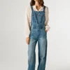 Peto largo de denim de corte regular Peto largo de denim de corte regular