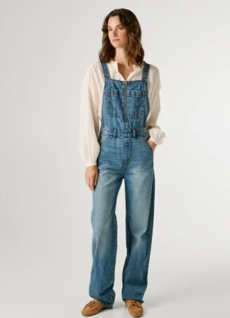 Peto largo de denim de corte regular