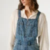 Peto largo de denim de corte regular Peto largo de denim de corte regular