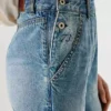 Peto largo de denim de corte regular Peto largo de denim de corte regular