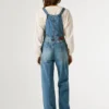 Peto largo de denim de corte regular Peto largo de denim de corte regular