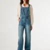 Peto largo de denim de corte regular Peto largo de denim de corte regular