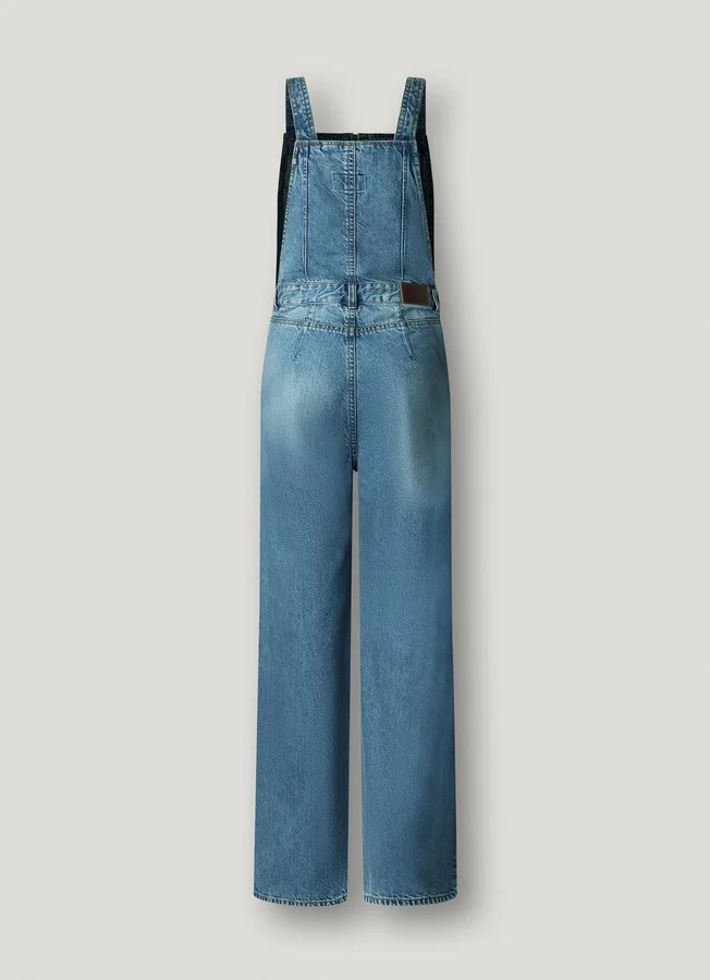 Peto largo de denim de corte regular Peto largo de denim de corte regular