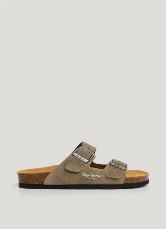 Sandalias de ante con doble hebilla